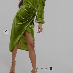 ASOS Asymmetrical Green Velvet Dress